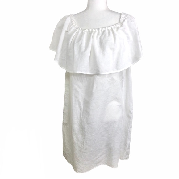 JCREW Cabana Dress Off Shoulder Ruffle Linen NWT - Picture 2 of 11